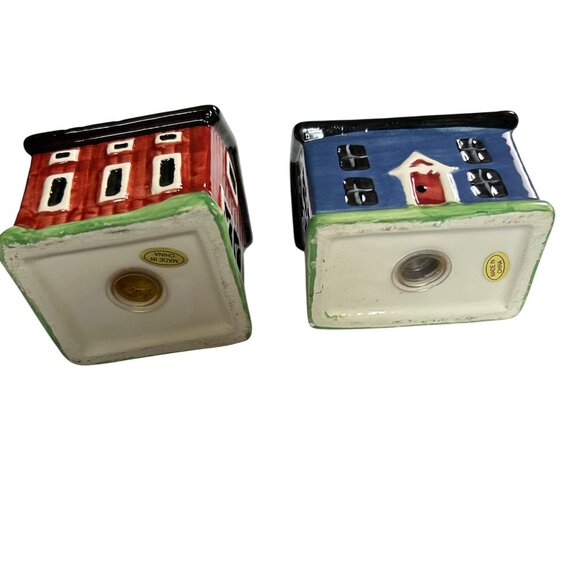 Old Fashion Ceramic Schoolhouse & Cottage Salt and Pepper Shaker Set Country - Picture 4 of 10